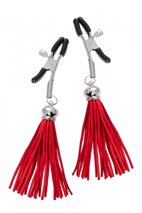 Зажимы на соски «Прищепки» с красными кисточками из замши - Pecado - купить с доставкой в Ставрополе