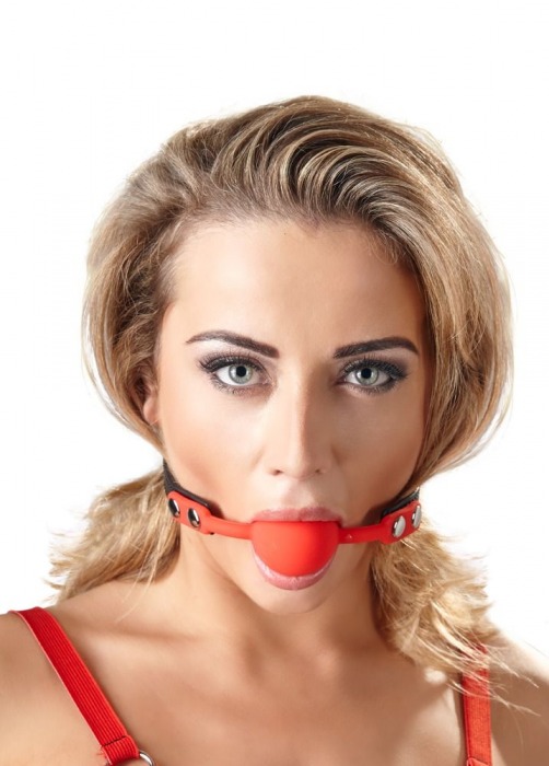Силиконовый кляп-шар на чёрных ремешках Red Gag silicone - Orion - купить с доставкой в Ставрополе