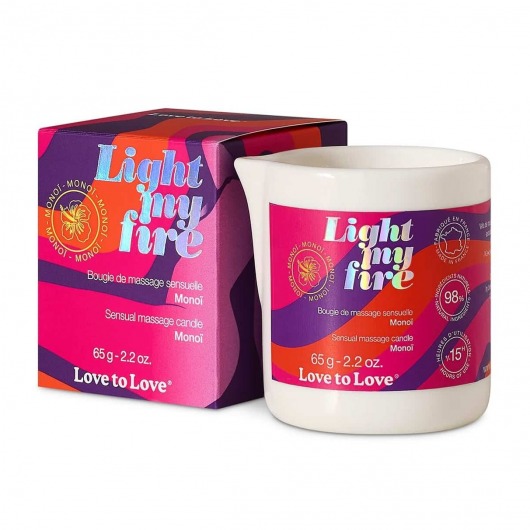 Массажная свеча Light My Fire с ароматом моной - 80 мл. - Love to Love - купить с доставкой в Ставрополе