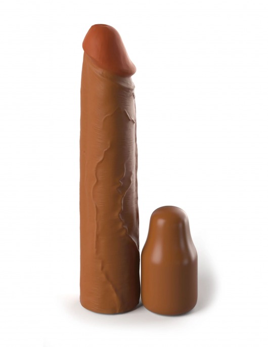 Коричневая насадка на член 2  Silicone X-tension - 20,3 см. - Pipedream - в Ставрополе купить с доставкой