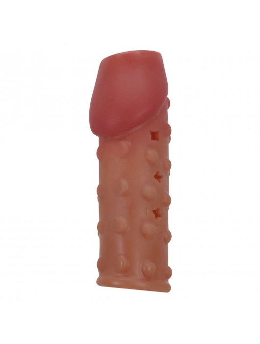 Телесная открытая насадка на пенис с бугорками - 19,8 см. - Baile - в Ставрополе купить с доставкой