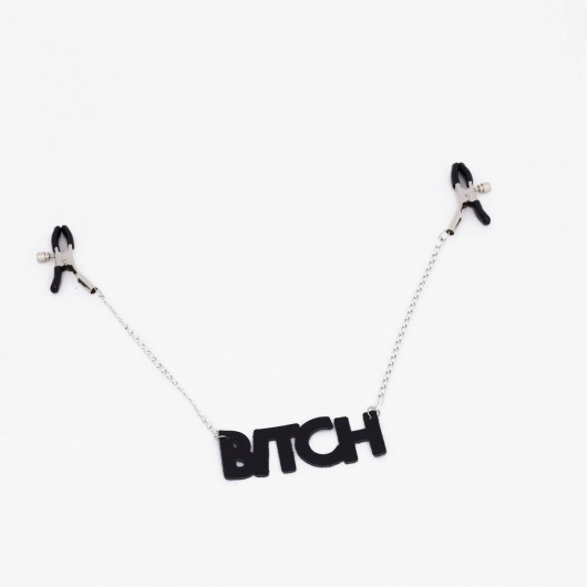 Зажимы на соски с кожаной подвеской Bitch - Crazy Handmade - купить с доставкой в Ставрополе
