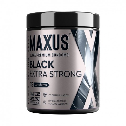 Черные утолщенные презервативы MAXUS Extra Strong с железным кейсом - 15 шт. - Maxus - купить с доставкой в Ставрополе