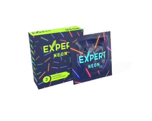 Светящиеся в темноте презервативы Expert Neon - 3 шт. - Expert - купить с доставкой в Ставрополе