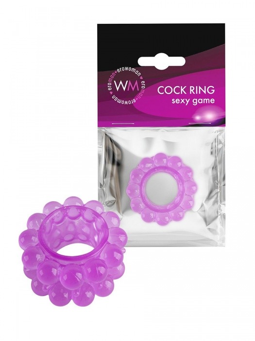 Лиловое эрекционное кольцо с 2 рядами стимулирующих шариков - Erowoman-Eroman - в Ставрополе купить с доставкой