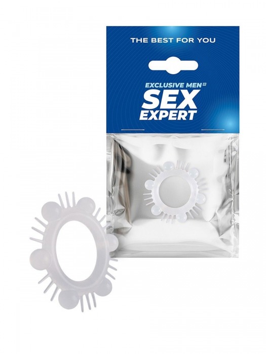 Эластичное эрекционное кольцо с шипиками и шариками - Sex Expert - в Ставрополе купить с доставкой