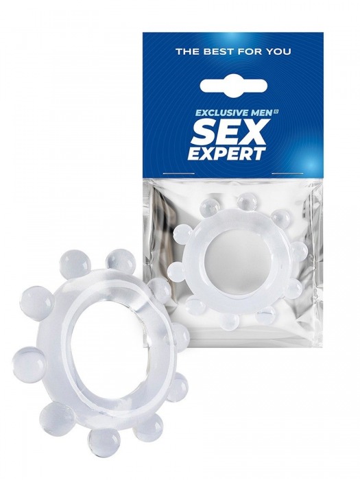 Прозрачное эрекционное кольцо со стимулирующими шариками - Sex Expert - в Ставрополе купить с доставкой
