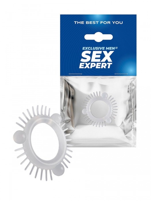 Эластичное эрекционное кольцо с 3 шариками и шипами - Sex Expert - в Ставрополе купить с доставкой