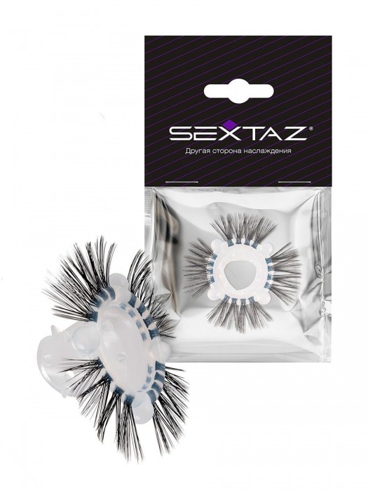 Эластичное эрекционное кольцо с черными «ресничками» - Sextaz - в Ставрополе купить с доставкой