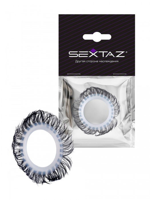 Эластичное эрекционное колечко с черными «ресничками» - Sextaz - в Ставрополе купить с доставкой