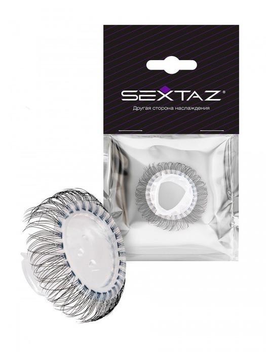 Эластичное эрекционное кольцо с длинными черными «ресничками» - Sextaz - в Ставрополе купить с доставкой