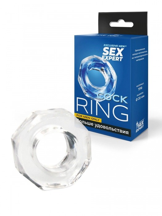 Прозрачное эрекционное кольцо в форме гайки - Sex Expert - в Ставрополе купить с доставкой