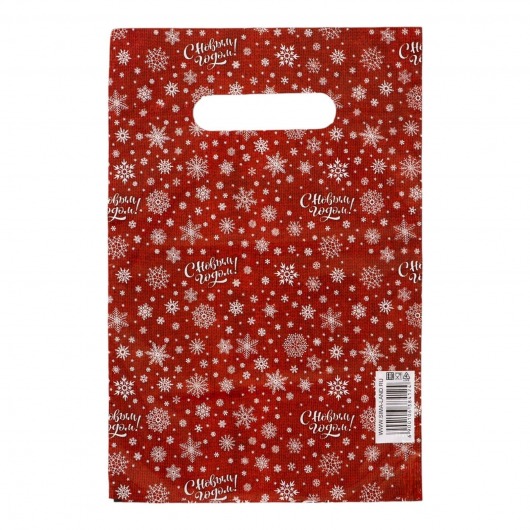 Красный подарочный новогодний пакет с вырубной ручкой (20х30 см) - Сима-Ленд - купить с доставкой в Ставрополе