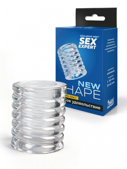 Прозрачная сквозная насадка на пенис с ребрышками - Sex Expert - в Ставрополе купить с доставкой
