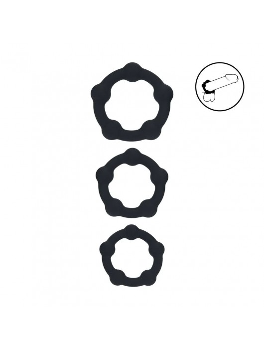 Набор из 3 эрекционных колец Beaded Silicone Cockring Set - Shots Media BV - в Ставрополе купить с доставкой