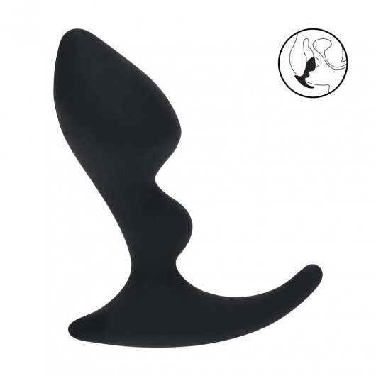 Черная анальная пробка для массажа простаты Double Ripple Silicone Prostate Massager - Shots Media BV - в Ставрополе купить с доставкой