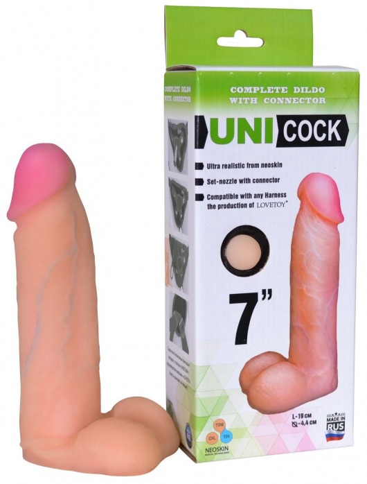 Фаллическая насадка Харнесс UNICOCK 7  - 19 см. - LOVETOY (А-Полимер) - купить с доставкой в Ставрополе