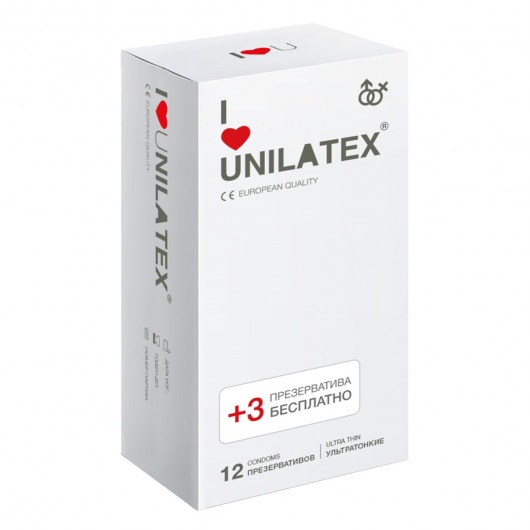 Ультратонкие презервативы Unilatex Ultra Thin - 12 шт. + 3 шт. в подарок - Unilatex - купить с доставкой в Ставрополе