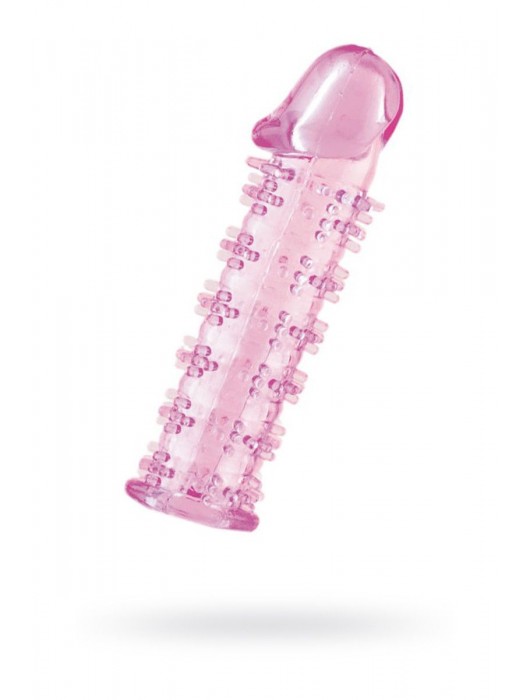 Гелевая розовая насадка на фаллос с шипами - 12 см. - Toyfa Basic - в Ставрополе купить с доставкой