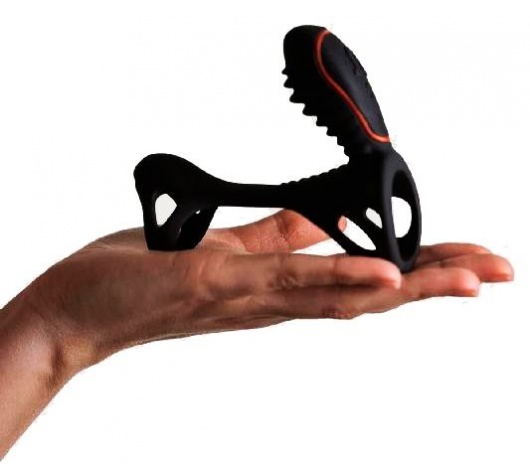 Чёрная насадка на фаллос Gladiator + LRS  с трехкнопочным пультом управления - Adrien Lastic - в Ставрополе купить с доставкой