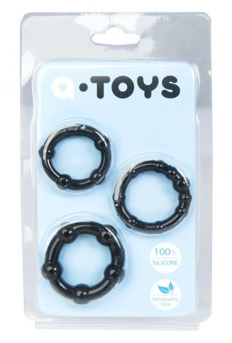 Набор из 3 чёрных эрекционных колец A-toys - A-toys - в Ставрополе купить с доставкой