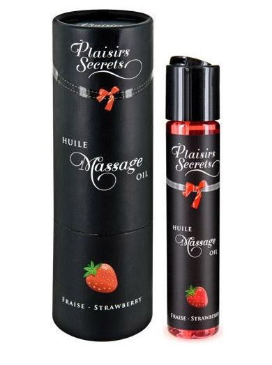 Массажное масло с ароматом клубники Huile de Massage Gourmande Fraise des Bois - 59 мл. - Plaisir Secret - купить с доставкой в Ставрополе