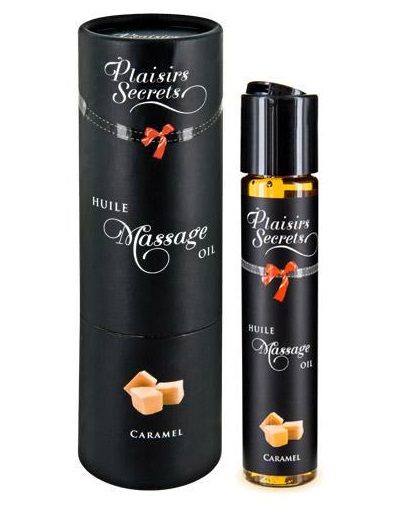 Массажное масло с ароматом карамели Huile de Massage Gourmande Caramel - 59 мл. - Plaisir Secret - купить с доставкой в Ставрополе