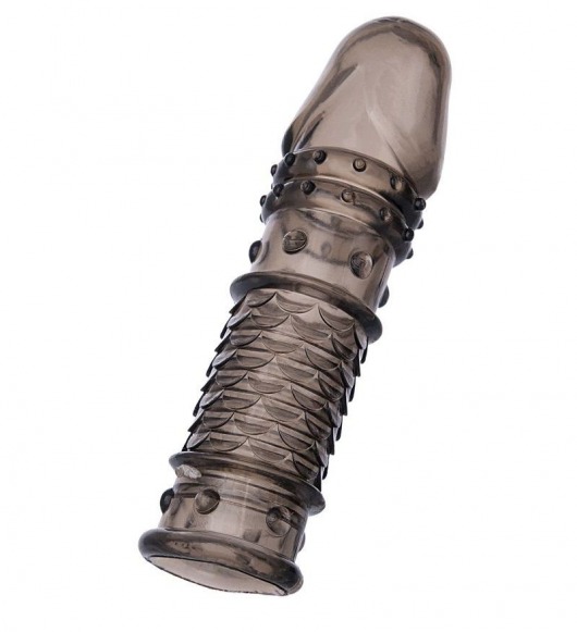 Дымчатая закрытая насадка ToyFa XLover с чешуйками и пупырышками - 13,5 см. - ToyFa - в Ставрополе купить с доставкой