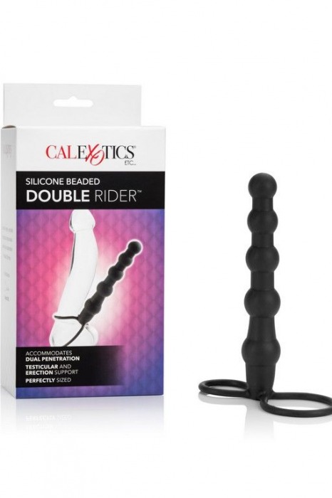 Насадка на пенис для двойного проникновения Silicone Beaded Double Rider - 14 см. - California Exotic Novelties - в Ставрополе купить с доставкой