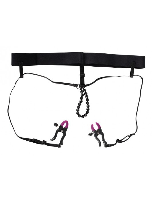 Трусики с зажимами для половых губ и бусинками для массажа промежности - Orion - купить с доставкой в Ставрополе