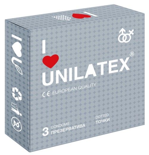Презервативы с точками Unilatex Dotted - 3 шт. - Unilatex - купить с доставкой в Ставрополе