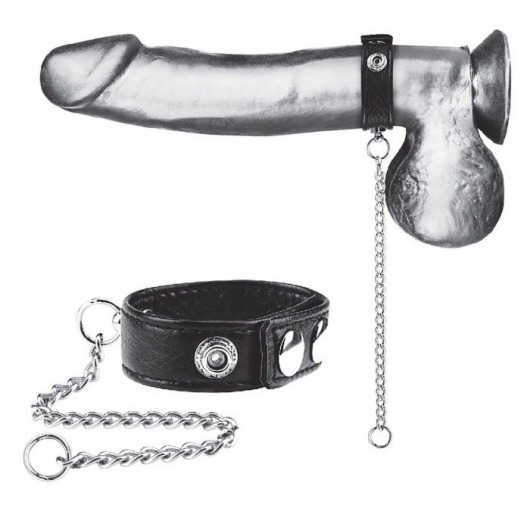 Утяжка на пенис с поводком Snap Cock Ring With 12  Leash - BlueLine - купить с доставкой в Ставрополе