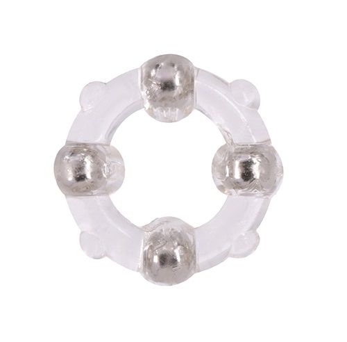 Эрекционное кольцо с 4 бусинами MENZSTUFF STUD RING CLEAR - Dream Toys - в Ставрополе купить с доставкой