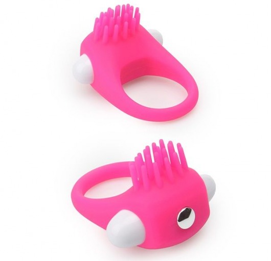 Розовое эрекционное кольцо с щеточкой LIT-UP SILICONE STIMU RING 5 - Dream Toys - в Ставрополе купить с доставкой