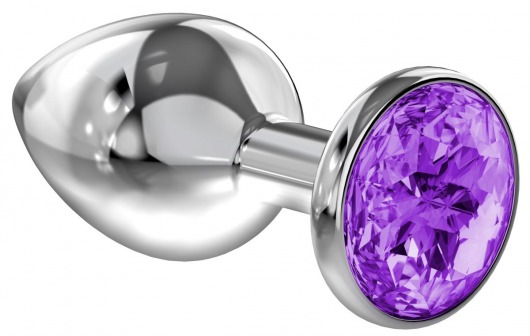 Малая серебристая анальная пробка Diamond Purple Sparkle Small с фиолетовым кристаллом - 7 см. - Lola Games - купить с доставкой в Ставрополе