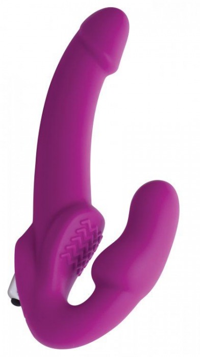 Ярко-розовый безремневой вибрострапон Evoke Vibrating Strapless Silicone Strap-on Dildo - XR Brands - купить с доставкой в Ставрополе