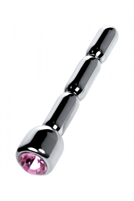 Серебристый уретральный плаг со стразом - 7 см. - ToyFa - купить с доставкой в Ставрополе