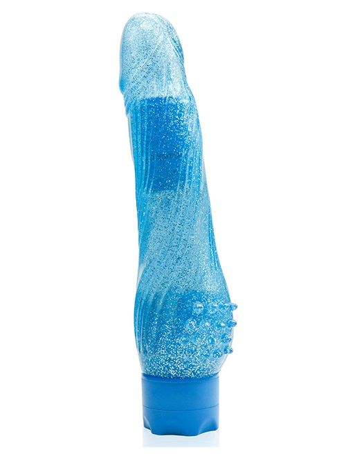 Голубой водонепроницаемый вибратор JELLY JOY ROUGH RIDGES MULTISPEED VIBE - 18 см. - Dream Toys