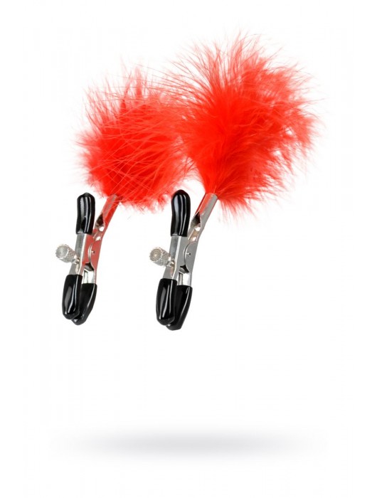 Зажимы для сосков с красным пухом Theatre - ToyFa - купить с доставкой в Ставрополе