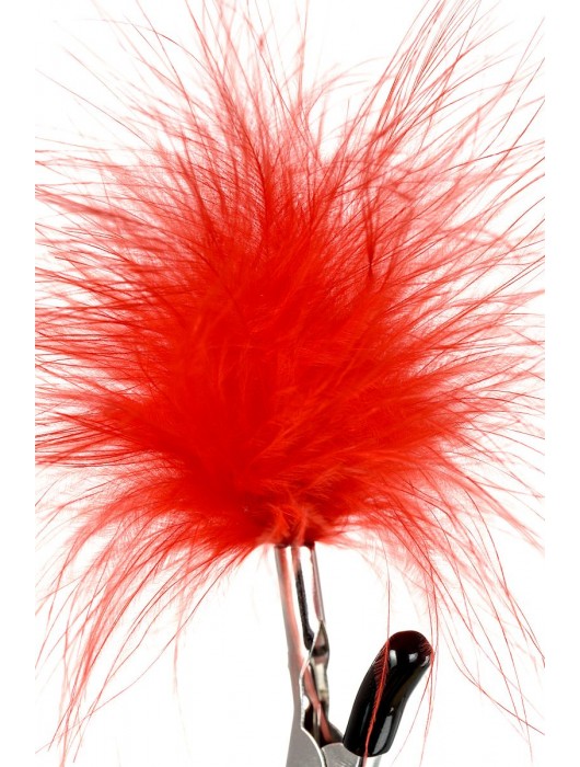 Зажимы для сосков с красным пухом Theatre - ToyFa - купить с доставкой в Ставрополе