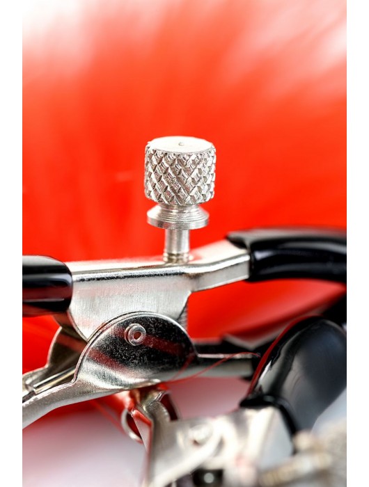 Зажимы для сосков с красным пухом Theatre - ToyFa - купить с доставкой в Ставрополе